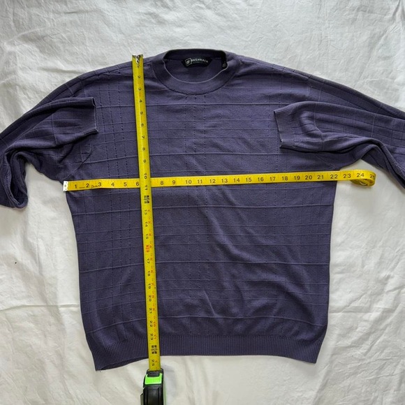 Bachrach Purple 100% Silk Slim Knit Pullover Sweater Sz XL Preppy Minimalist - Picture 5 of 6